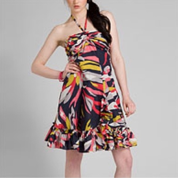 NEW Ted Baker Merus Convertible Silk Blend Halter Ruffle Dress Sz 2 or US 6 - Picture 1 of 14